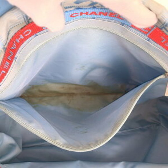 CHANEL Travel Line Blue Nylon Leather Tote Bag Neutra - Picture 8 of 9